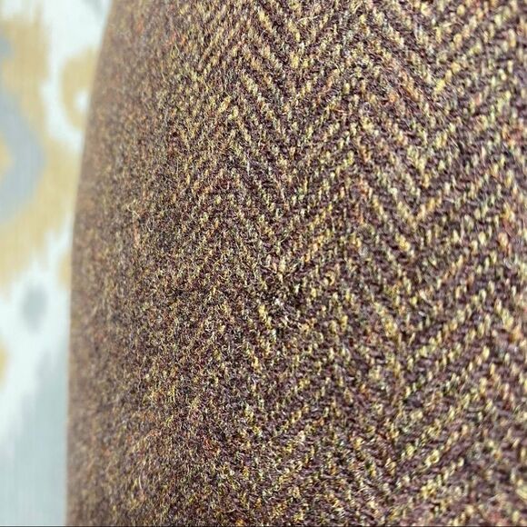 Ralph Lauren Brown Herringbone Lambswool Tweed Cap Sleeve Sheath Midi Dress - Picture 15 of 16